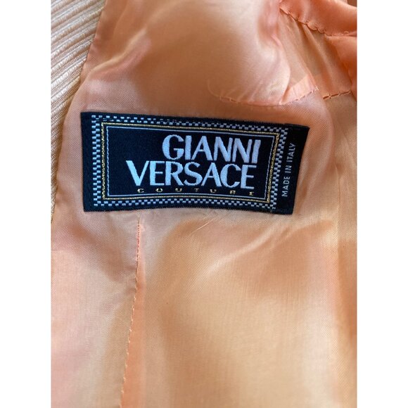 Gianni Versace Couture Silk Blazer Peach Sz 38 Made in Italy Vintage 90s - Picture 6 of 16